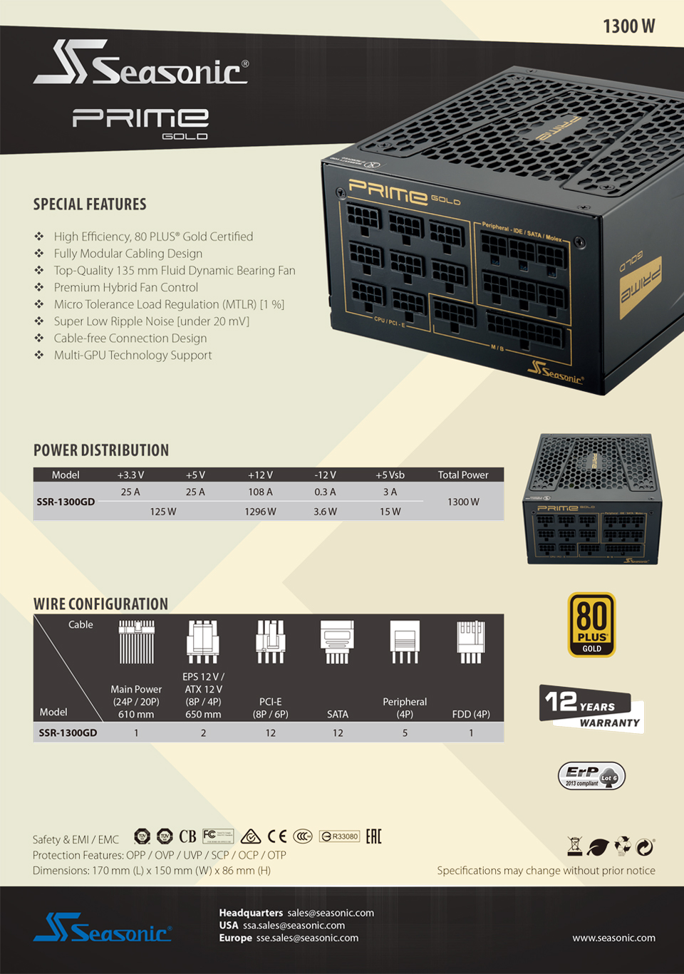 SeaSonic 1300W Prime Gold? PSU (SSR-1300GD) 1