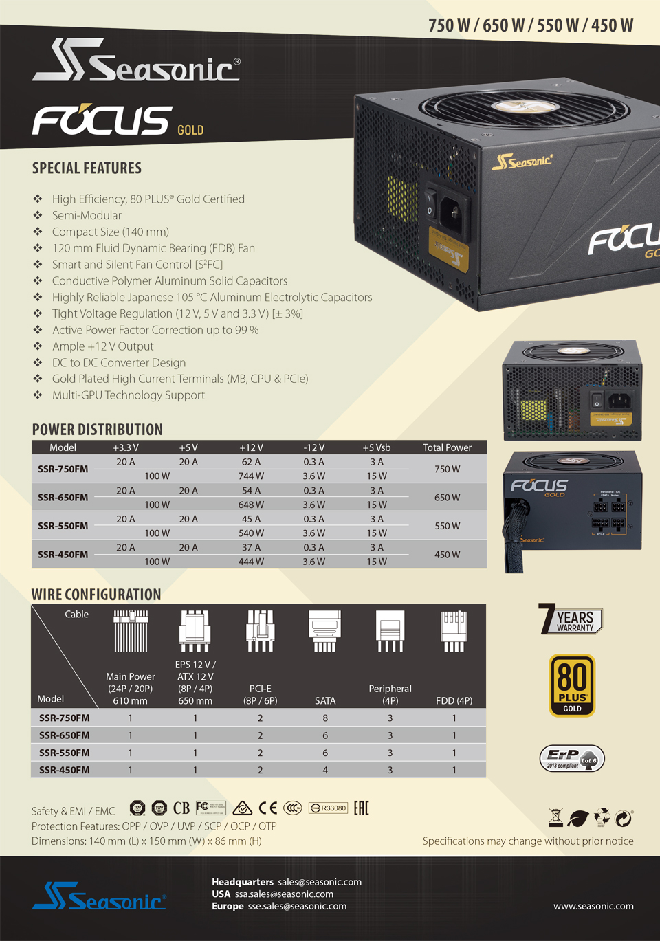 SeaSonic 750W FOCUS Gold PSU (SSR-750FM) 1