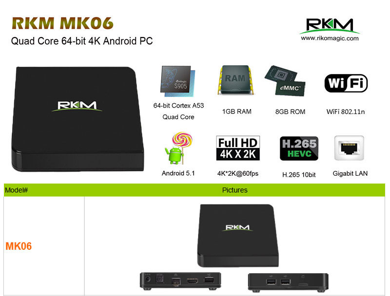 RKM Quad Core 4K Android PC MK06 1