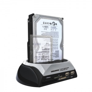 SATA HDD Docking Station w/Card Reader+Hub