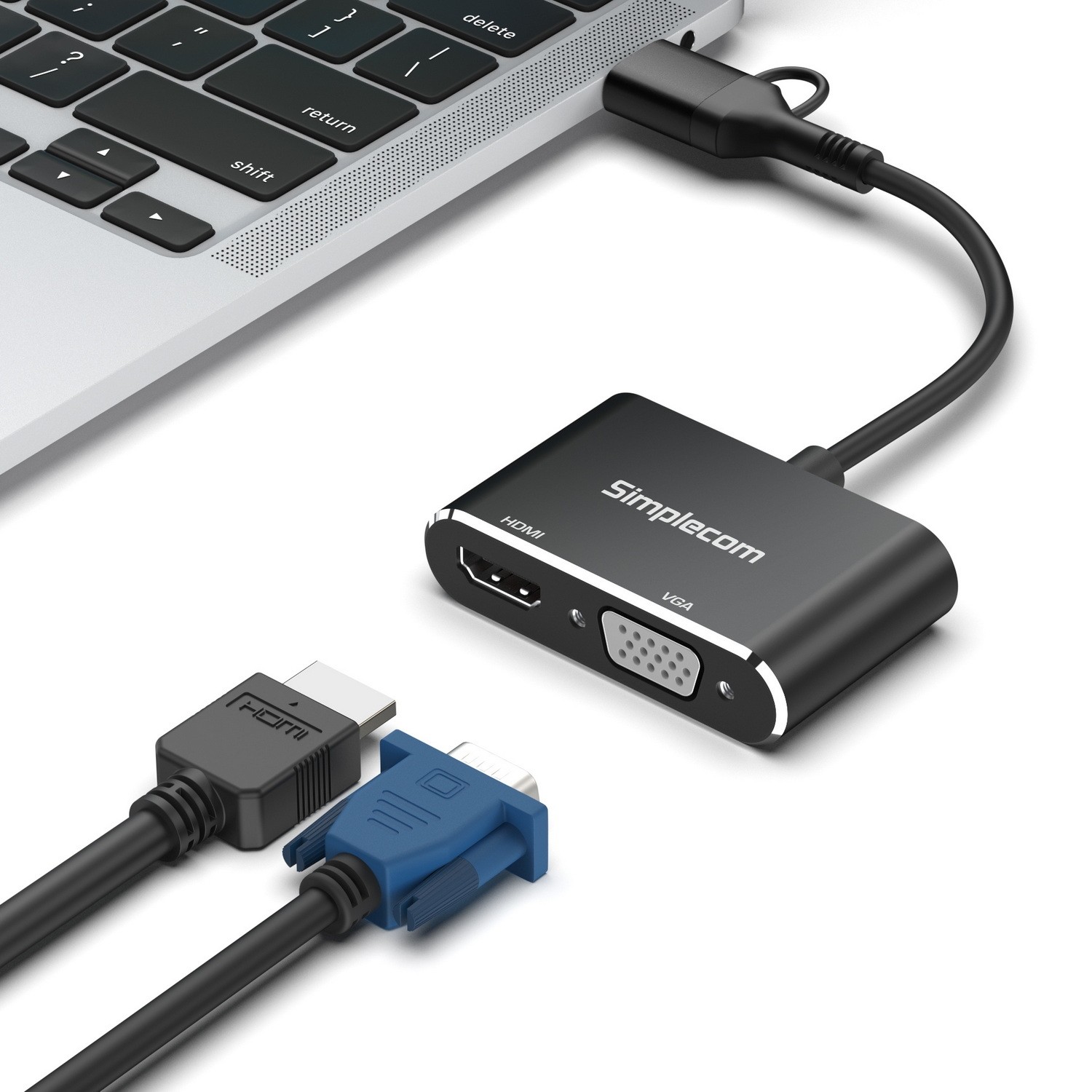Simplecom DA326C USB 3.0 and USB-C to HDMI + VGA Video Card Adapter ...