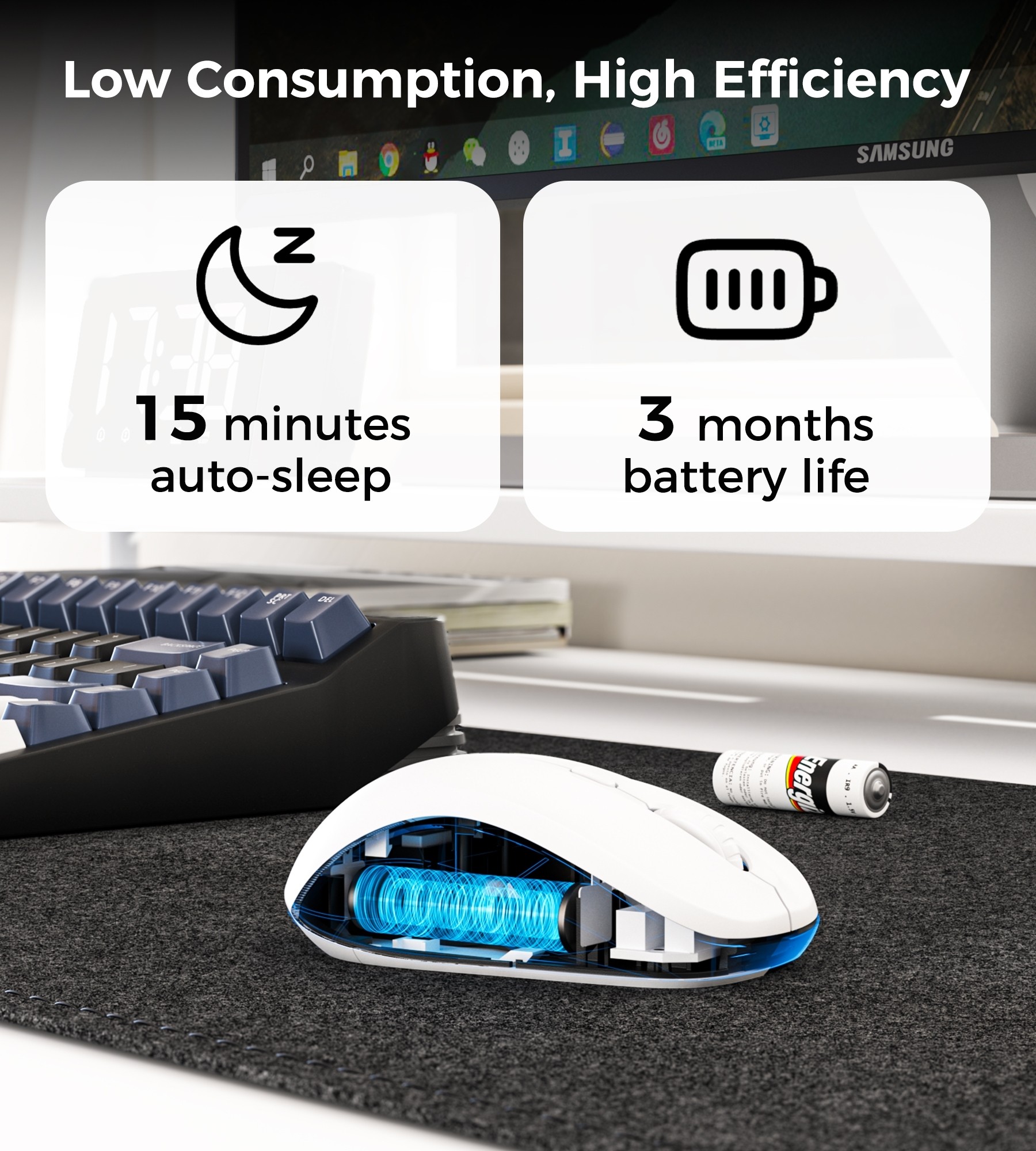 Choetech KB-002-WH single-mode 2.4G wireless mouse, white - PowerhousePC