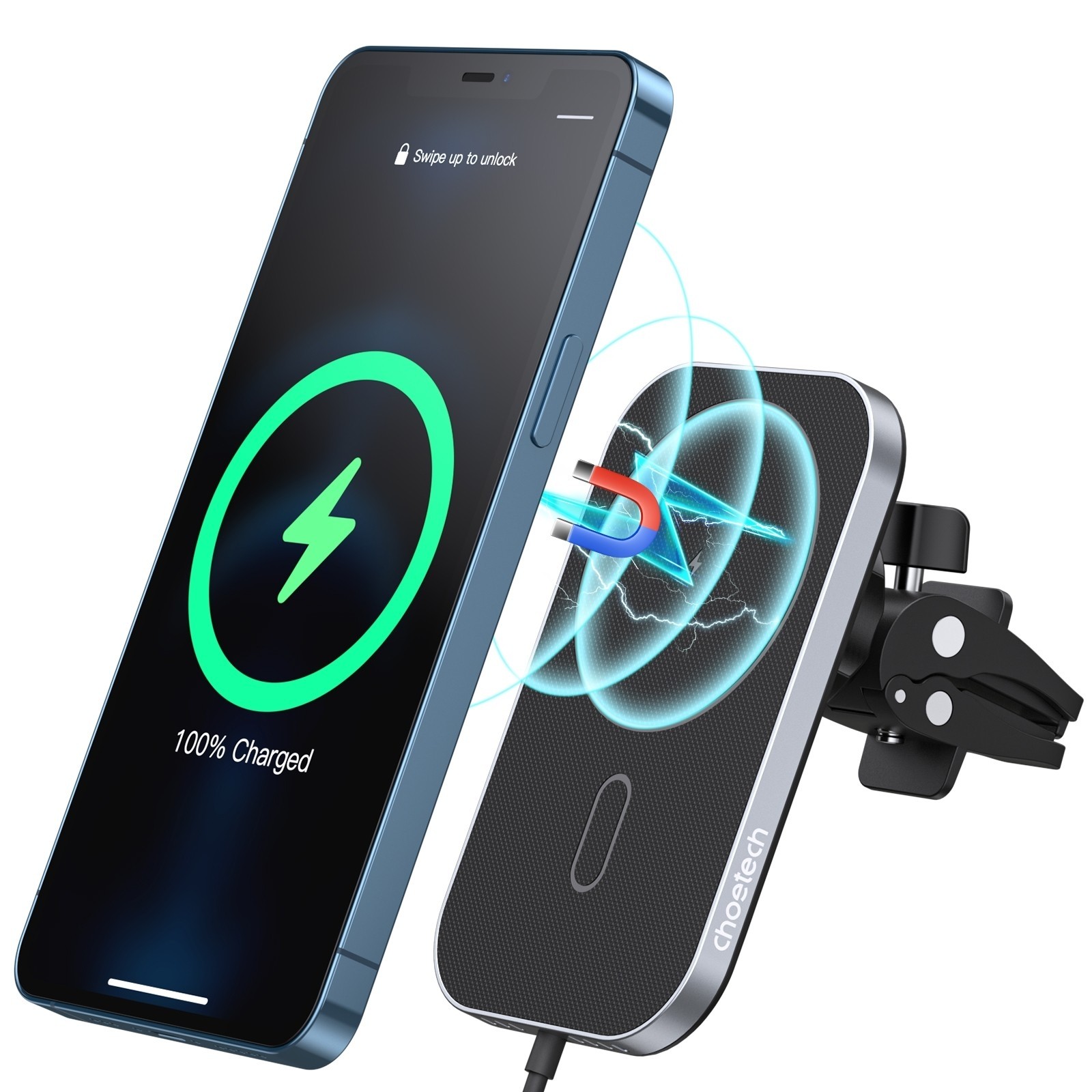 CHOETECH T200FV2 (201BK) 15W MagLeap Wireless Car Charger
