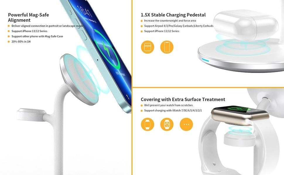 CHOETECH T585F 3in1 Wireless Charging Station Dock PowerhousePC