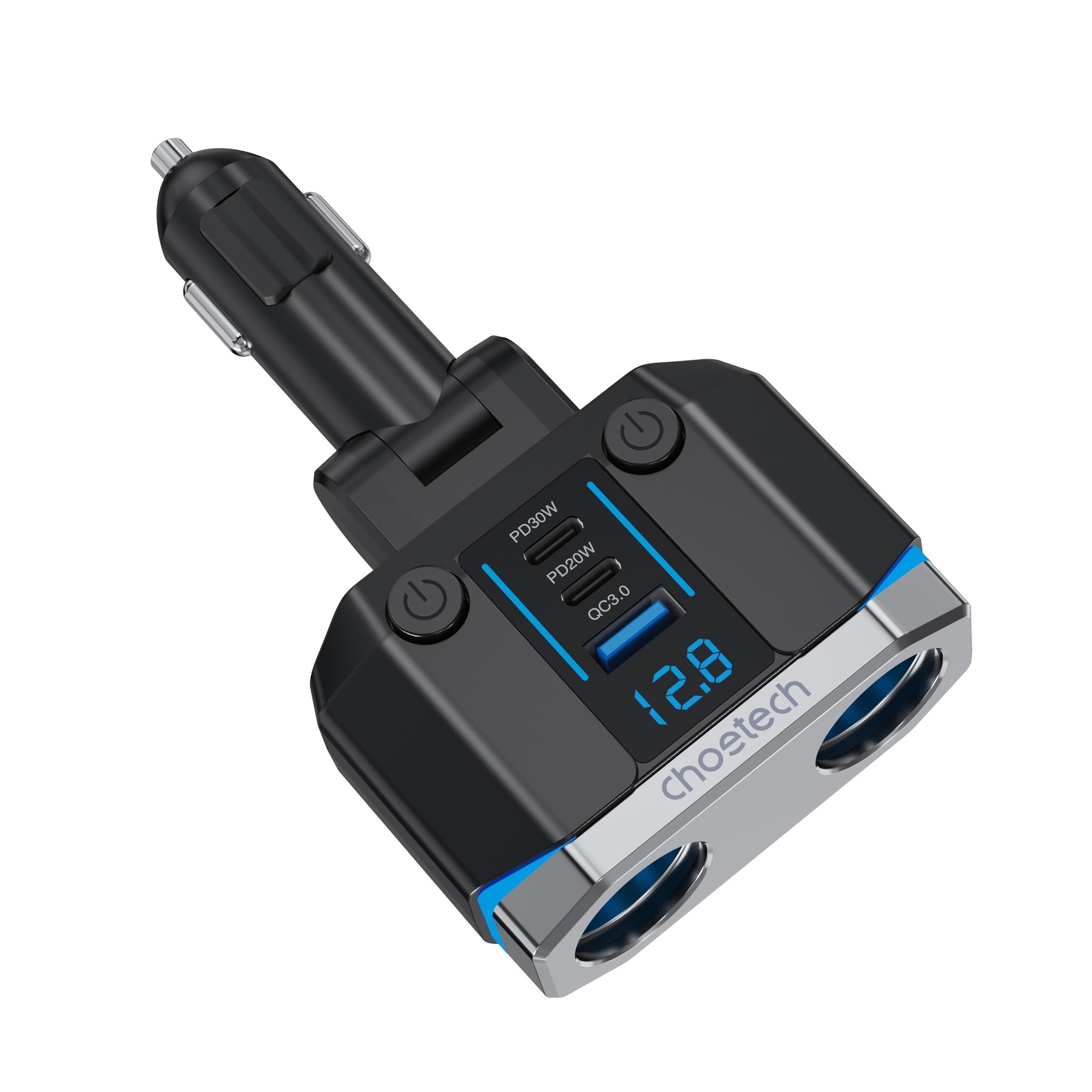 CHOETECH TC0020 45W 2 Sockets + 2x USB-C + 1x USB-A Cigarette Lighter ...
