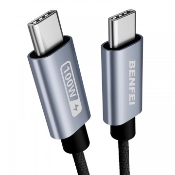 BENFEI 351SL-6F 100W USB-C to USB-C Fast Charging Cable Aluminum Shell Tangle-Free Silicone
