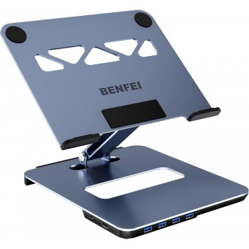 BENFEI 380GY Laptop Stand with USB C 6 in1 4K@60Hz HDMI, 4 x USB3.0, 100W PD Docking Station