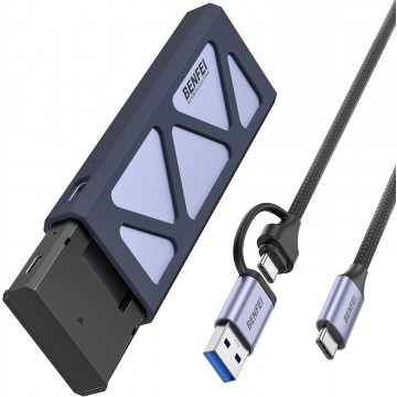 BENFEI M.2 SSD Enclosure USB3.2 Gen2 10 Gbps, Tool-Free for NVME B & M Keys with Size 2230/2242/2260/2280 SSDs