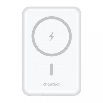 CHOETECH B662-WH USB-A + USB-C + Wireless Magnetic Power bank 5000mAh (White)
