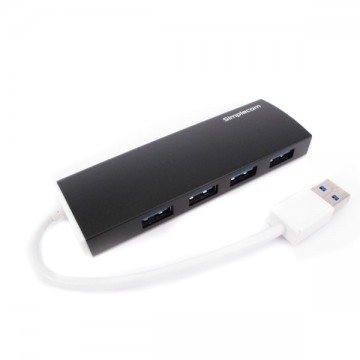 Simplecom CH309 Ultra Slim Aluminium USB 3.0 External 4 Port Hub for PC Mac Laptop Black