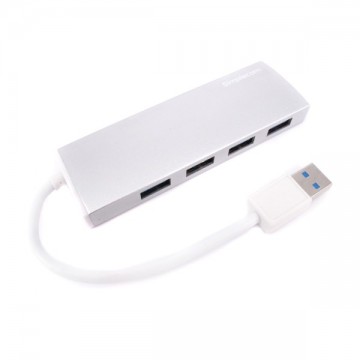 Simplecom CH309 Ultra Slim Aluminium USB 3.0 External 4 Port Hub for PC Mac Laptop Silver