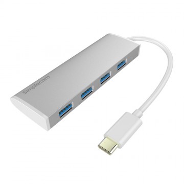 Simplecom CH310 Ultra Slim Aluminium USB Type-C to 4 Port USB 3.0 Hub Silver