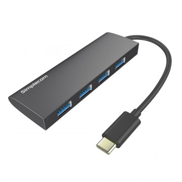 Simplecom CH310 Ultra Slim Aluminium USB Type-C to 4 Port USB 3.0 Hub Black