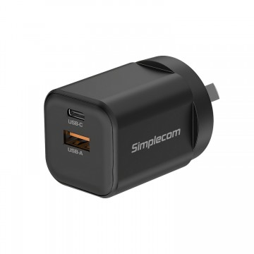 Simplecom CU235 Dual Port PD 35W Fast Wall Charger USB-C + USB-A for Phone Tablet