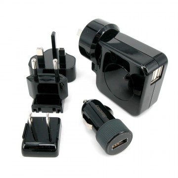 Huntkey TravelMate Multi Plugs USB Wall Charger Adapter 4.2 A US UK EU AU Plugs with Car Charger   (D204)