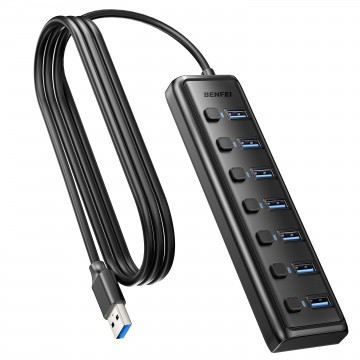 BENFEI 000425BK USB3.0 to 7 Port USB3.0 HUB (Black)