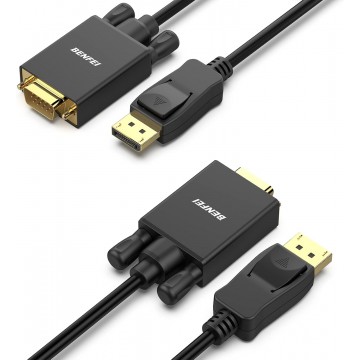 BENFEI 000123BK-10F Uni-Directional DP DisplayPort to VGA Cable Male-Male Gold-Plated Cord 3M