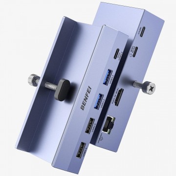 BENFEI 396GY USB-C 8-in-1 Docking HDMI 4K/60Hxz+USB-C(10G)+2xUSB-A(10G)+2xUSB2.0+RJ45+PD100W