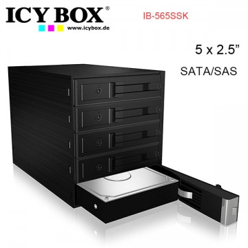 ICY BOX Backplane for 5x 3.5" SATA or SAS HDD in 3x 5.25" bay  (IB-565SSK)
