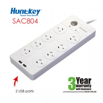 Huntkey 8-Outlet Surge Protector with 2 USB Charging Outlets (SAC804)