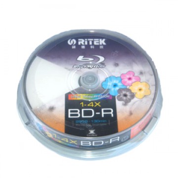 Ritek Blu-Ray BD-R 6X 25GB 130Min White Top  Printable 10pcs
