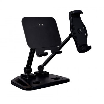 Universal and Adjustable Double Arm Stand Holder Black